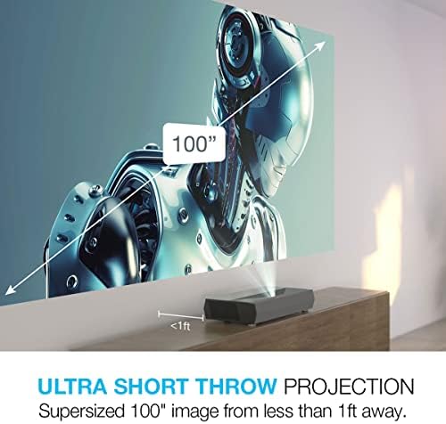 Optoma cinemax D2 חכם שחור אמיתי 4K UHD לייזר מקרן עם אנדרואיד טלוויזיה לקולנוע ביתי | זריקה אולטרה-קצרה